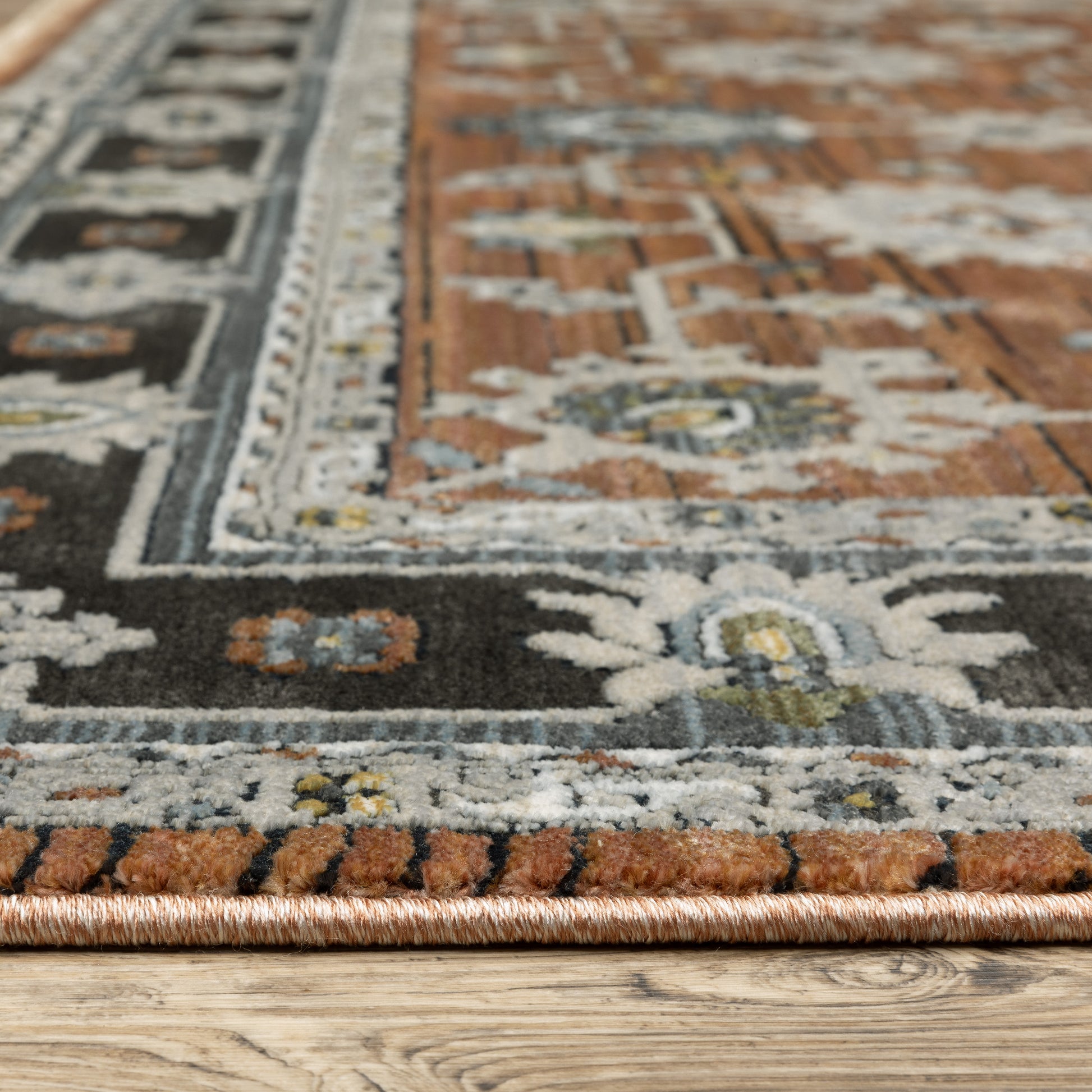 Keira Oriental Rust/ Grey Cut Pile Rug