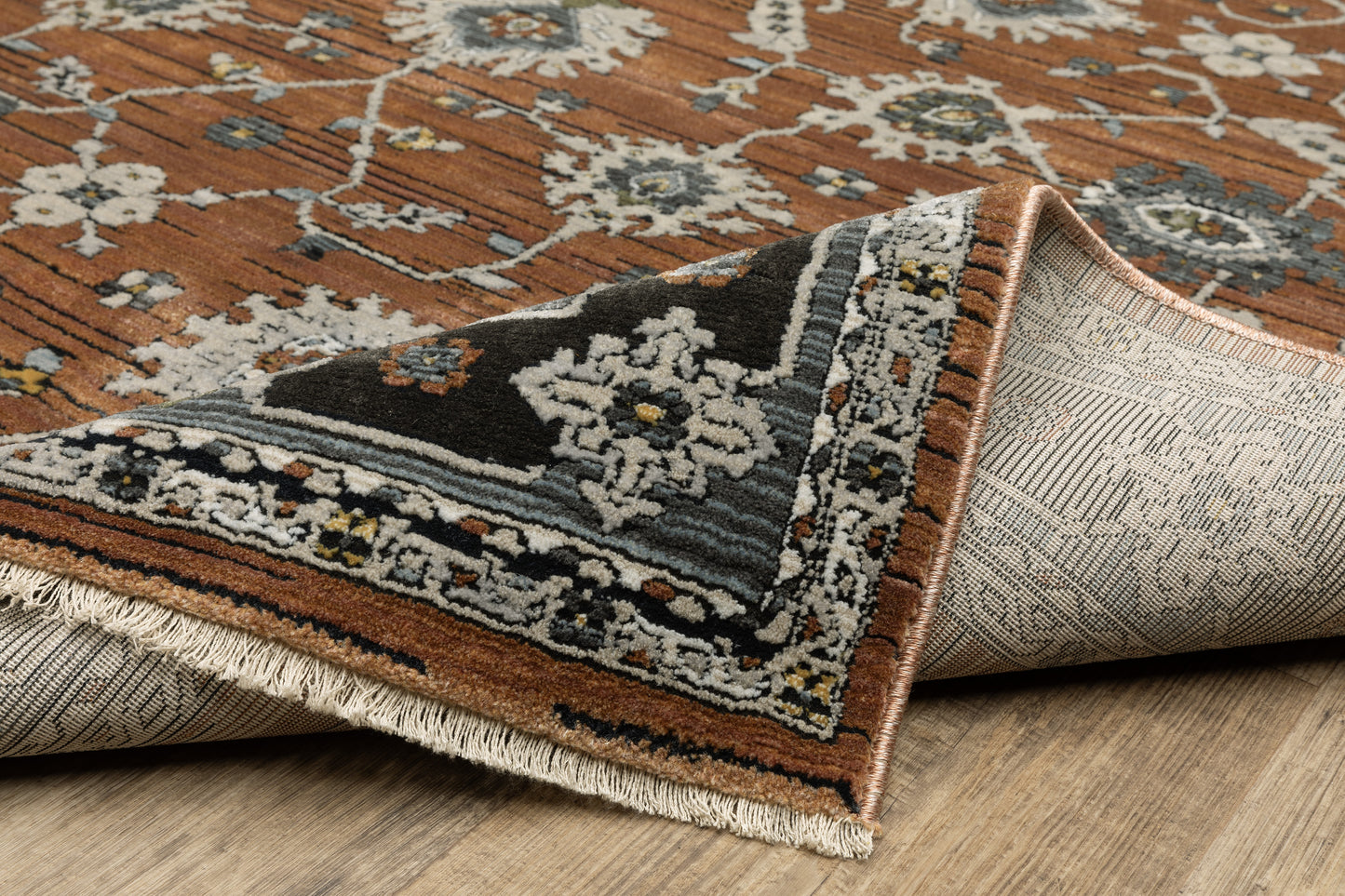 Keira Oriental Rust/ Grey Cut Pile Rug