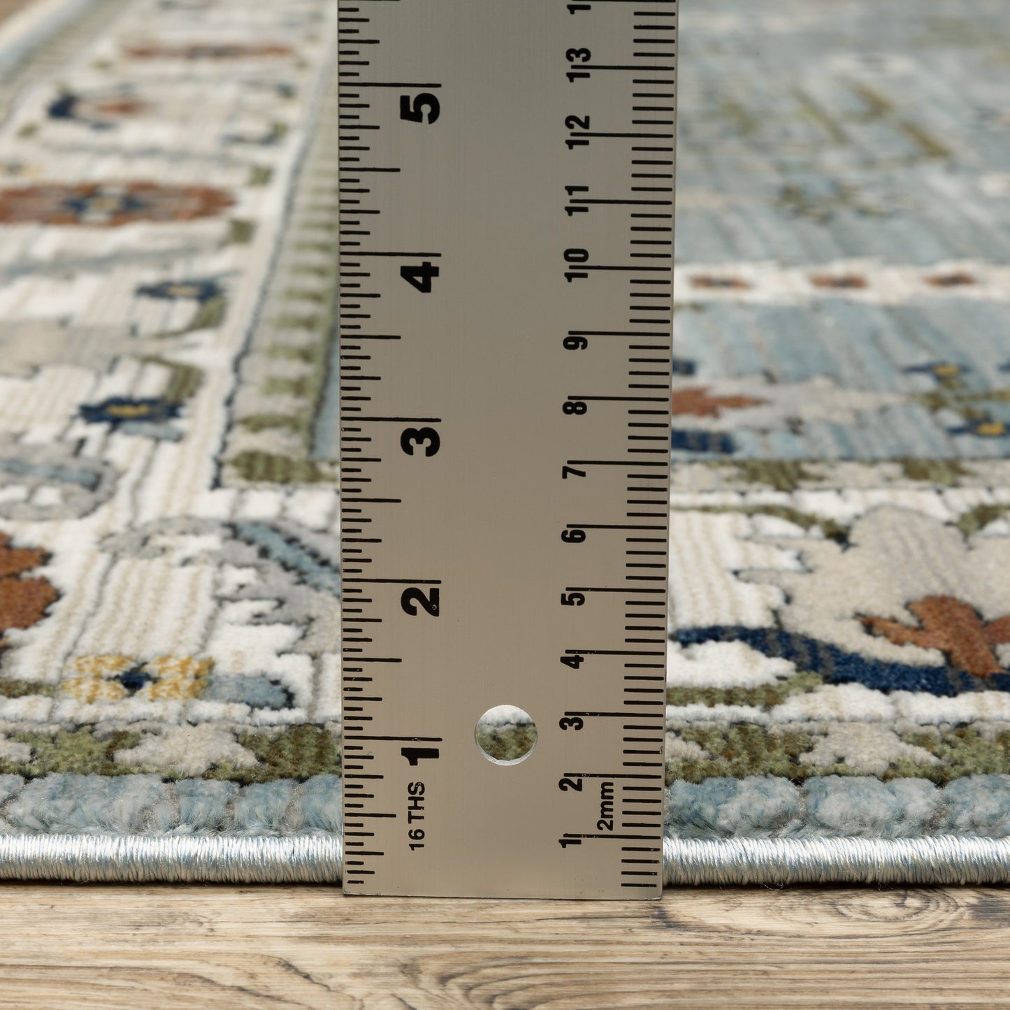 Keira Floral Blue/ Green Oriental Cut Pile Rug