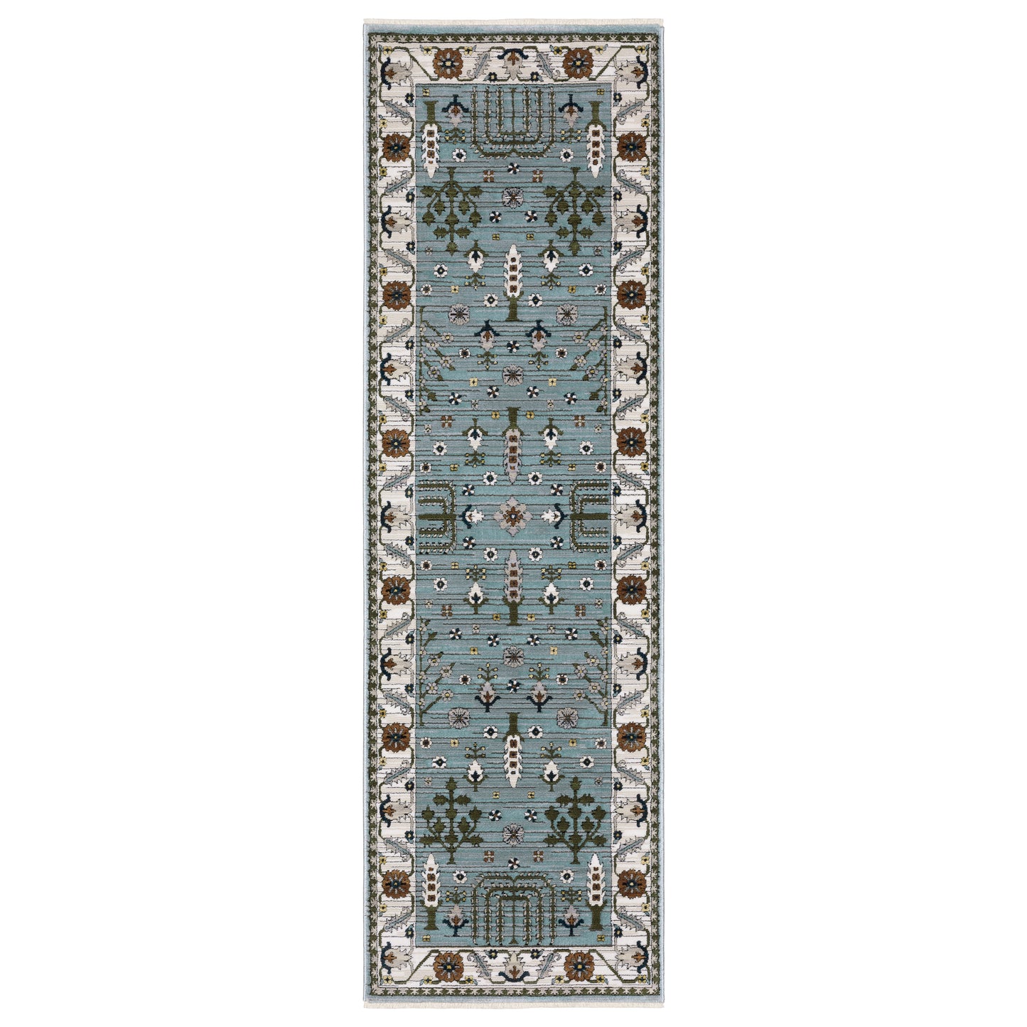 Keira Kei06 Blue/ Green Floral Oriental Rug