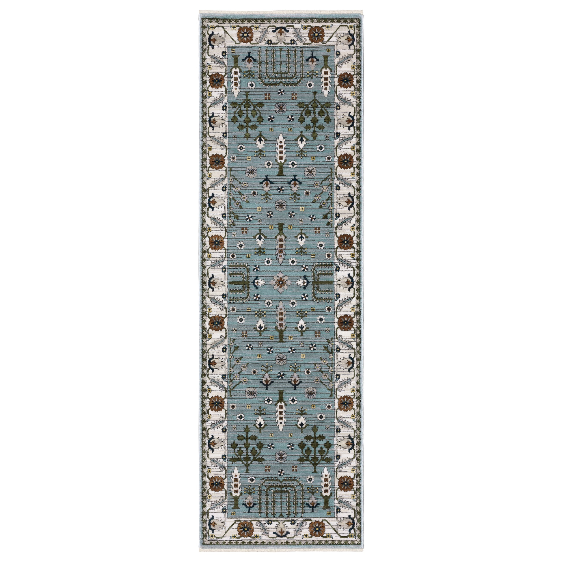 Keira Kei06 Blue/ Green Floral Oriental Rug