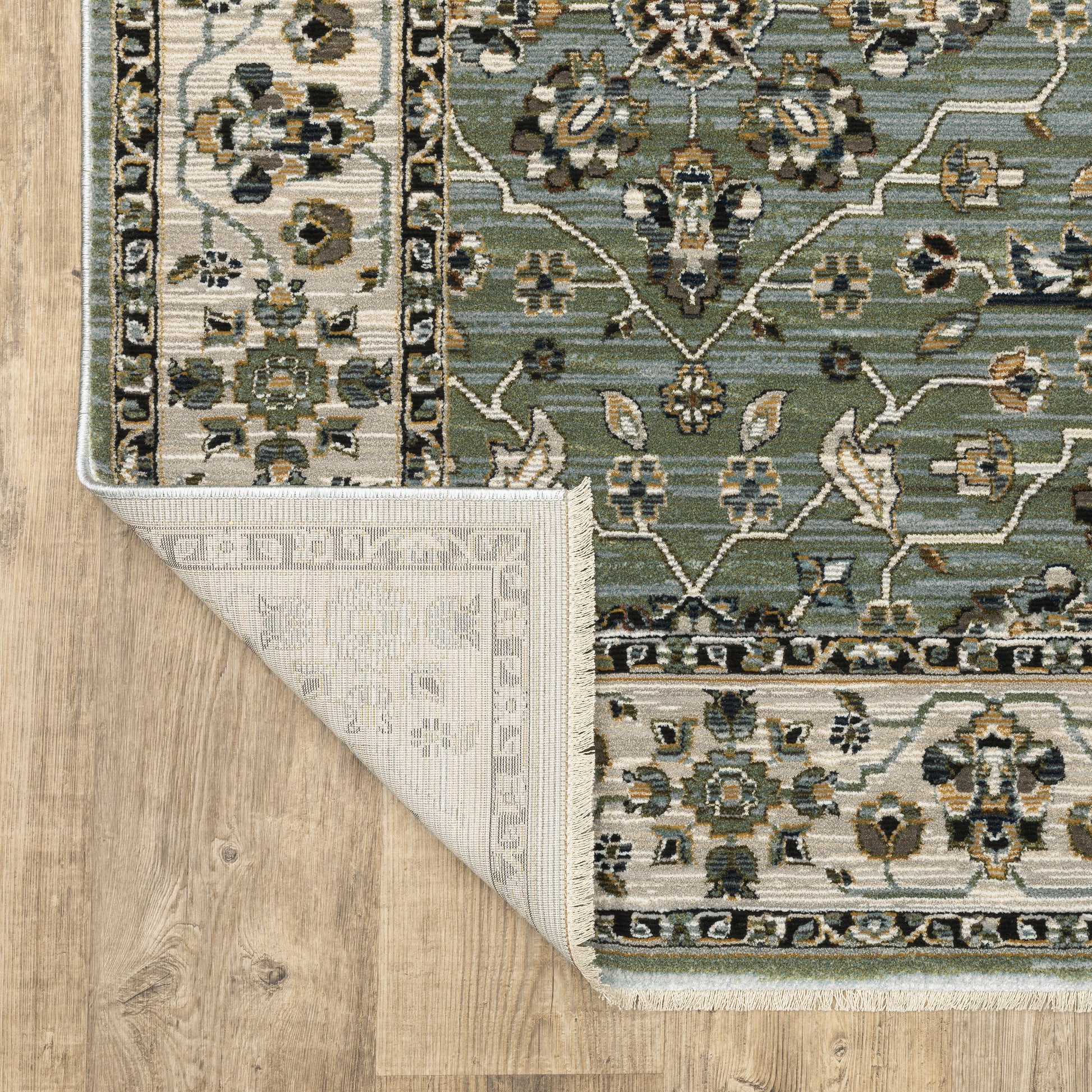 Keira Floral Blue/ Green Oriental Cut Pile Rug