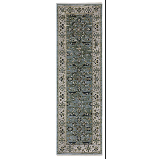 Keira Kei07 Blue/ Green Floral Oriental Rug