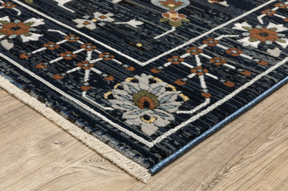 Keira Oriental Blue/ Rust Cut Pile Rug