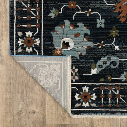 Keira Oriental Blue/ Rust Cut Pile Rug