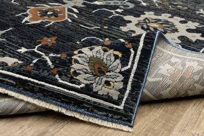 Keira Oriental Blue/ Rust Cut Pile Rug