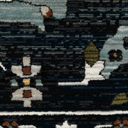 Keira Oriental Blue/ Rust Cut Pile Rug