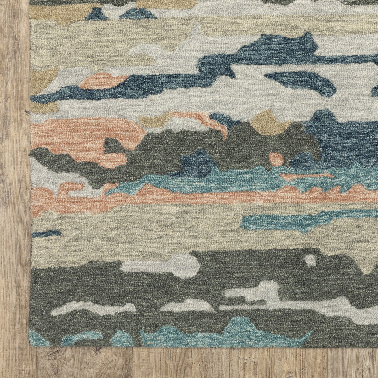 Kipton Abstract Grey/ Blue Mixed Pile Rug