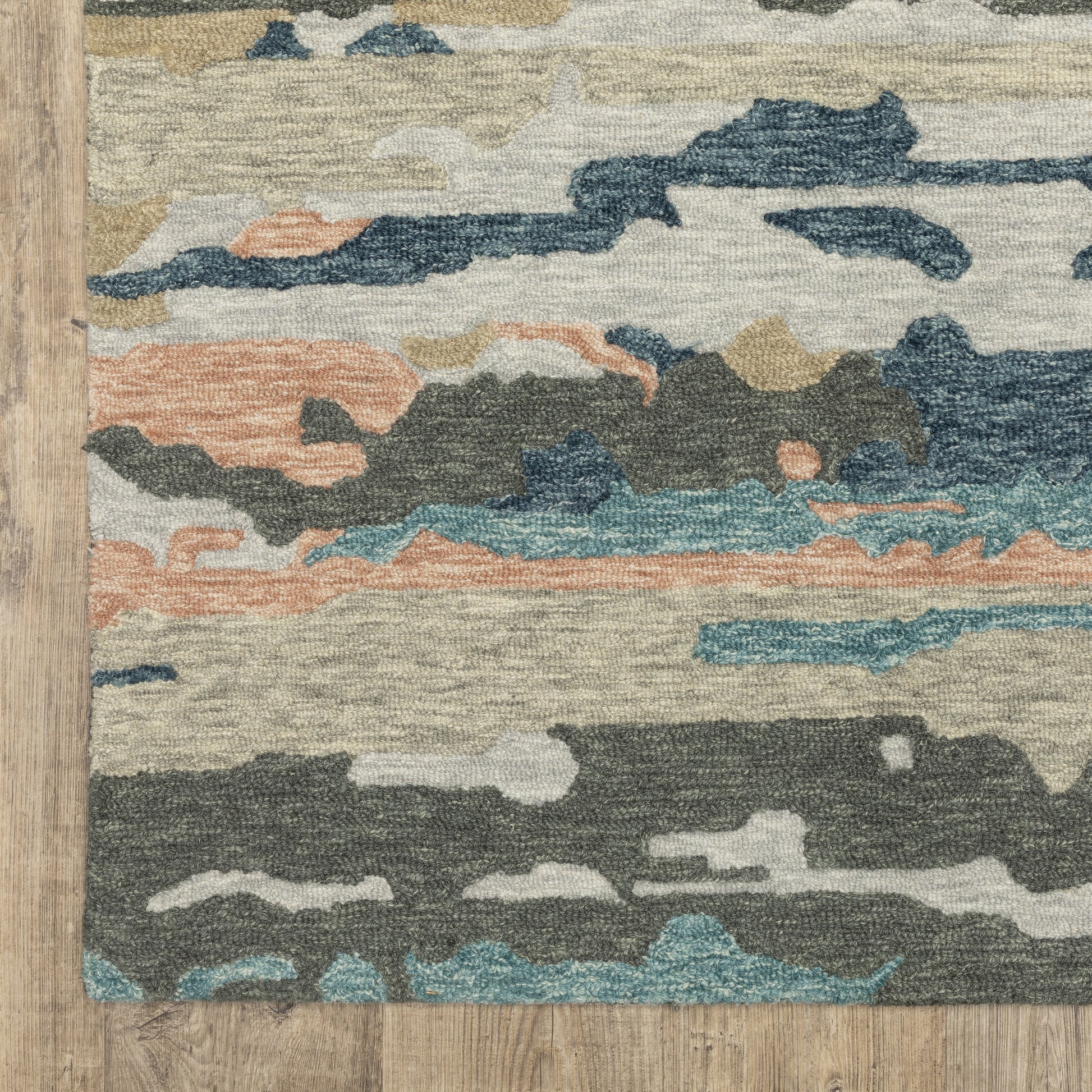 Kipton Abstract Grey/ Blue Mixed Pile Rug