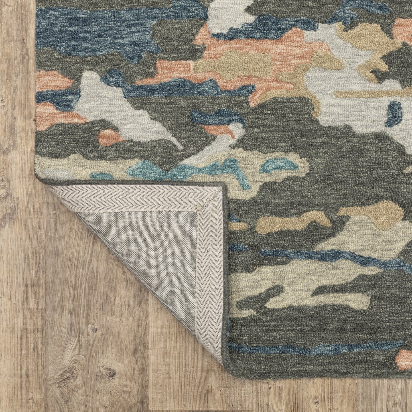 Kipton Abstract Grey/ Blue Mixed Pile Rug
