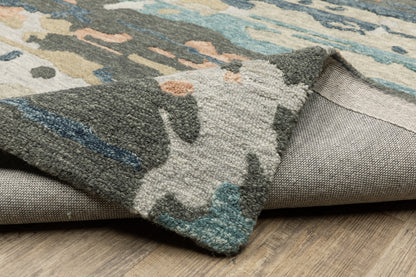 Kipton Abstract Grey/ Blue Mixed Pile Rug