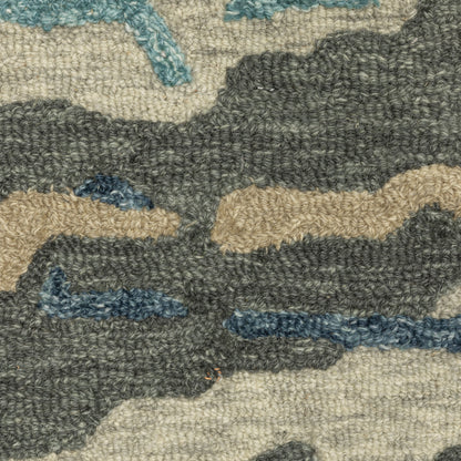 Kipton Abstract Grey/ Blue Mixed Pile Rug