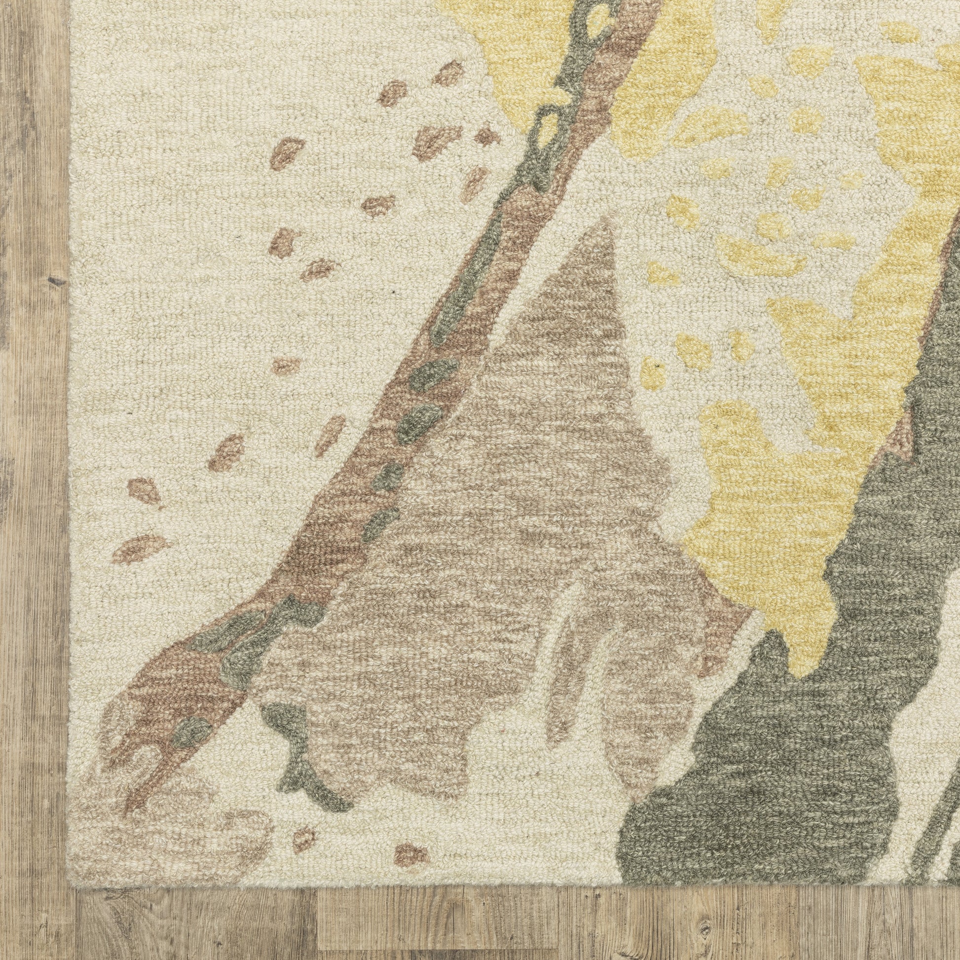 Kipton Abstract Beige/ Yellow Mixed Pile Rug