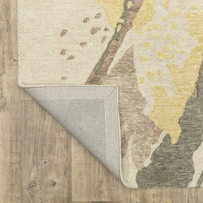 Kipton Abstract Beige/ Yellow Mixed Pile Rug