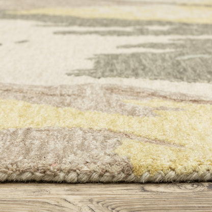 Kipton Abstract Beige/ Yellow Mixed Pile Rug