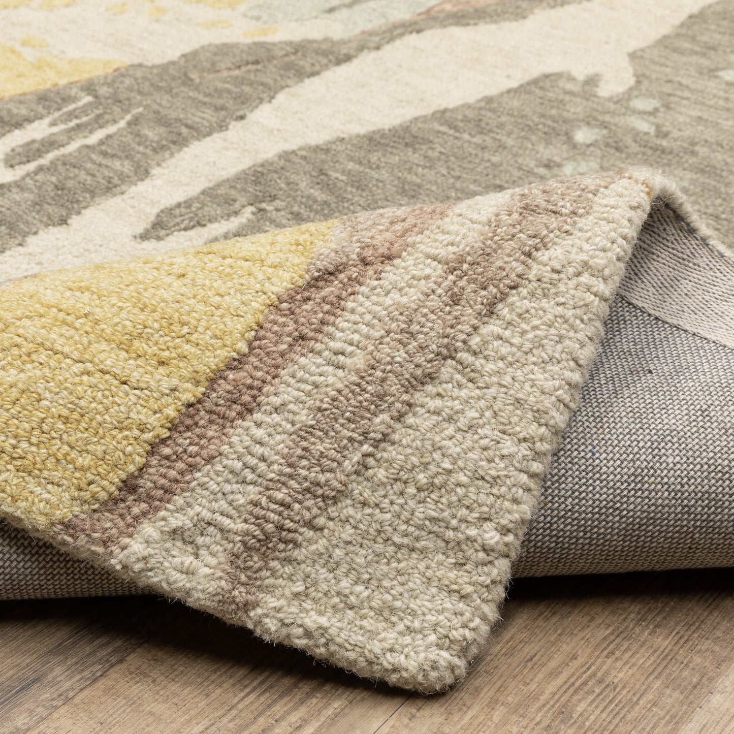 Kipton Abstract Beige/ Yellow Mixed Pile Rug