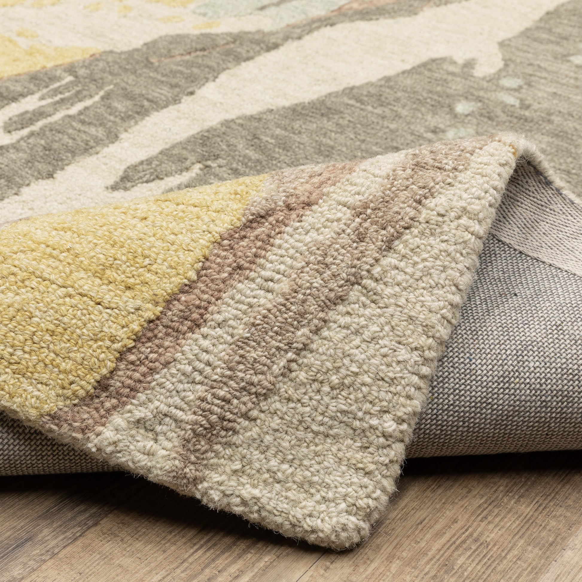 Kipton Abstract Beige/ Yellow Mixed Pile Rug