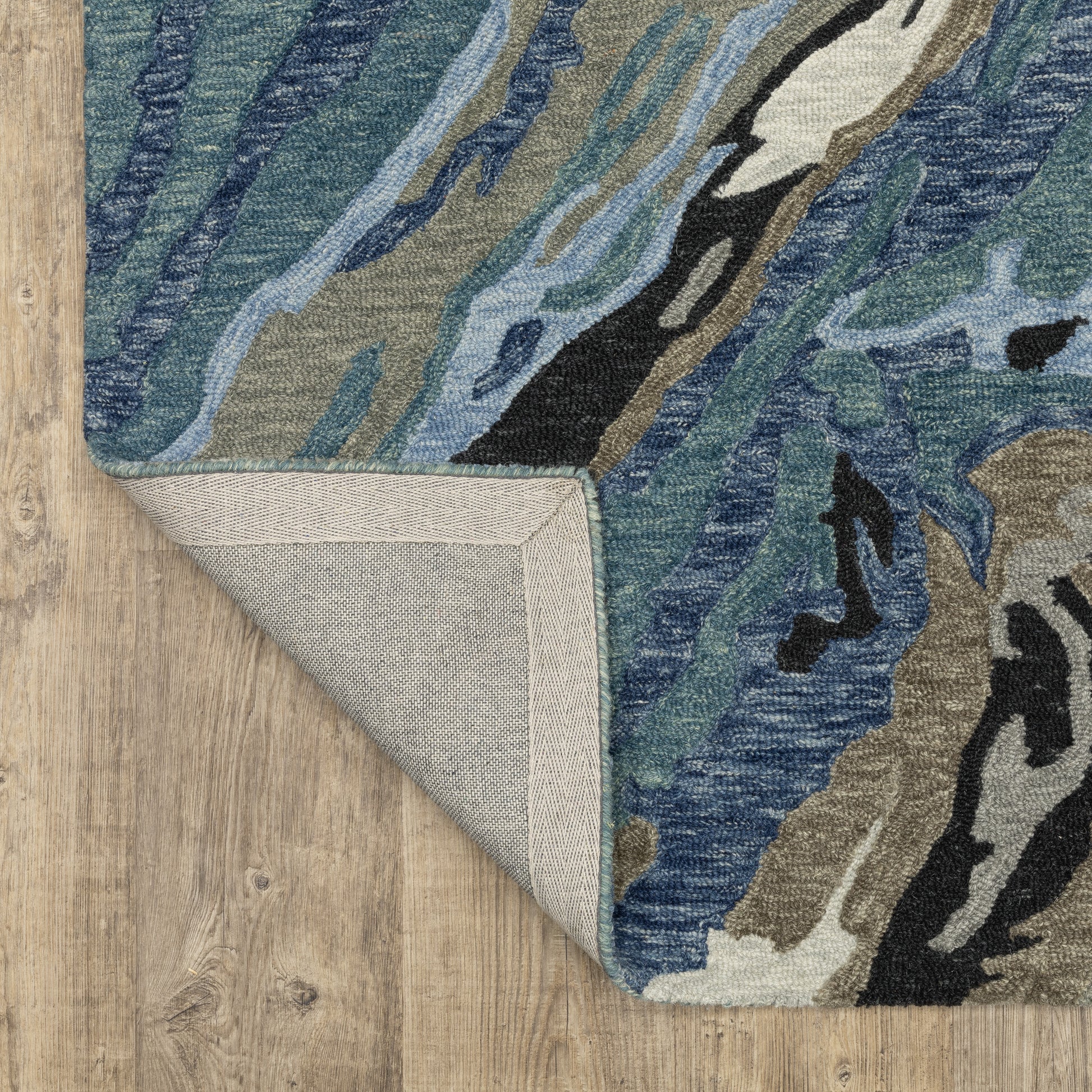 Kipton Abstract Blue/ Blue Mixed Pile Rug