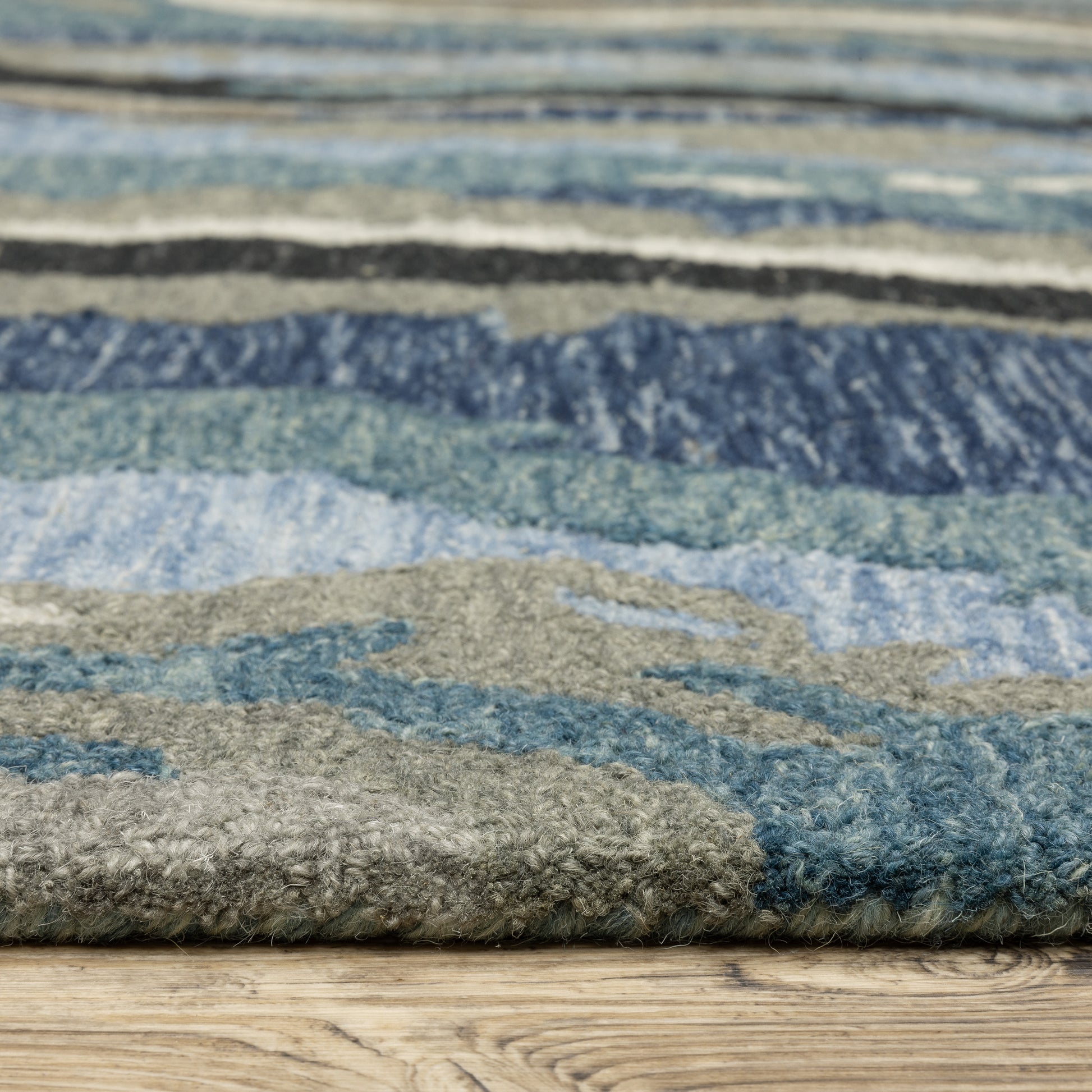 Kipton Abstract Blue/ Blue Mixed Pile Rug