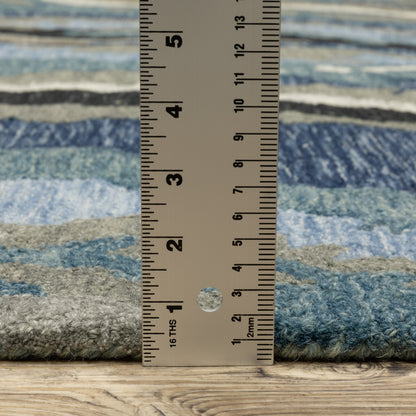 Kipton Abstract Blue/ Blue Mixed Pile Rug