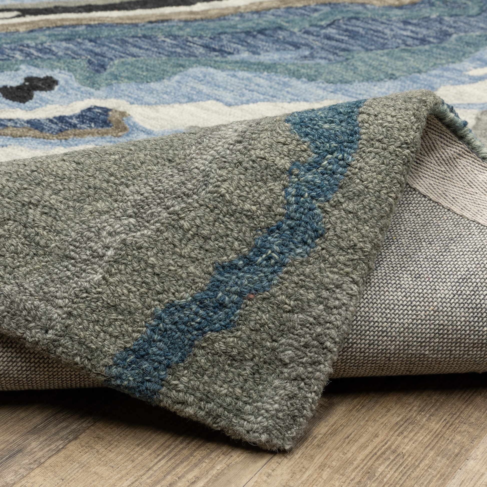Kipton Abstract Blue/ Blue Mixed Pile Rug