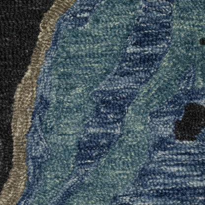 Kipton Abstract Blue/ Blue Mixed Pile Rug
