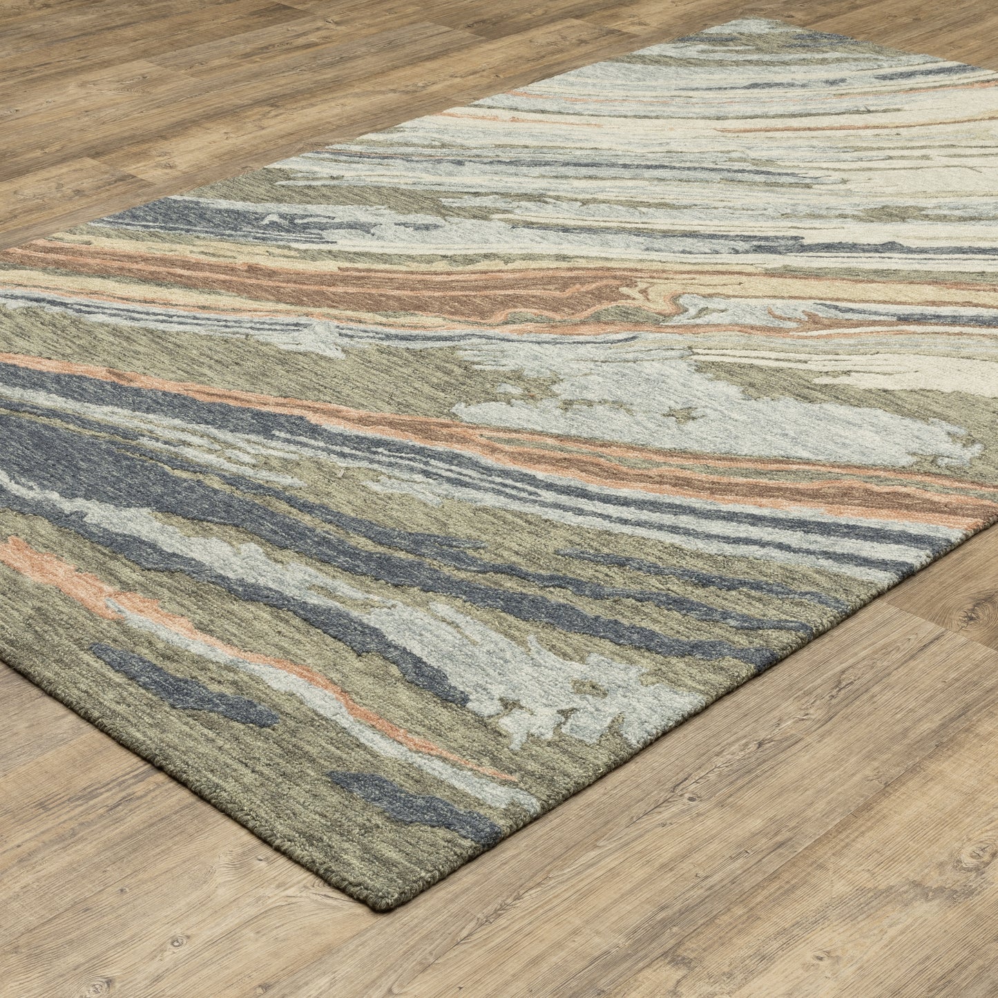 Kipton Abstract Grey/ Blue Mixed Pile Rug