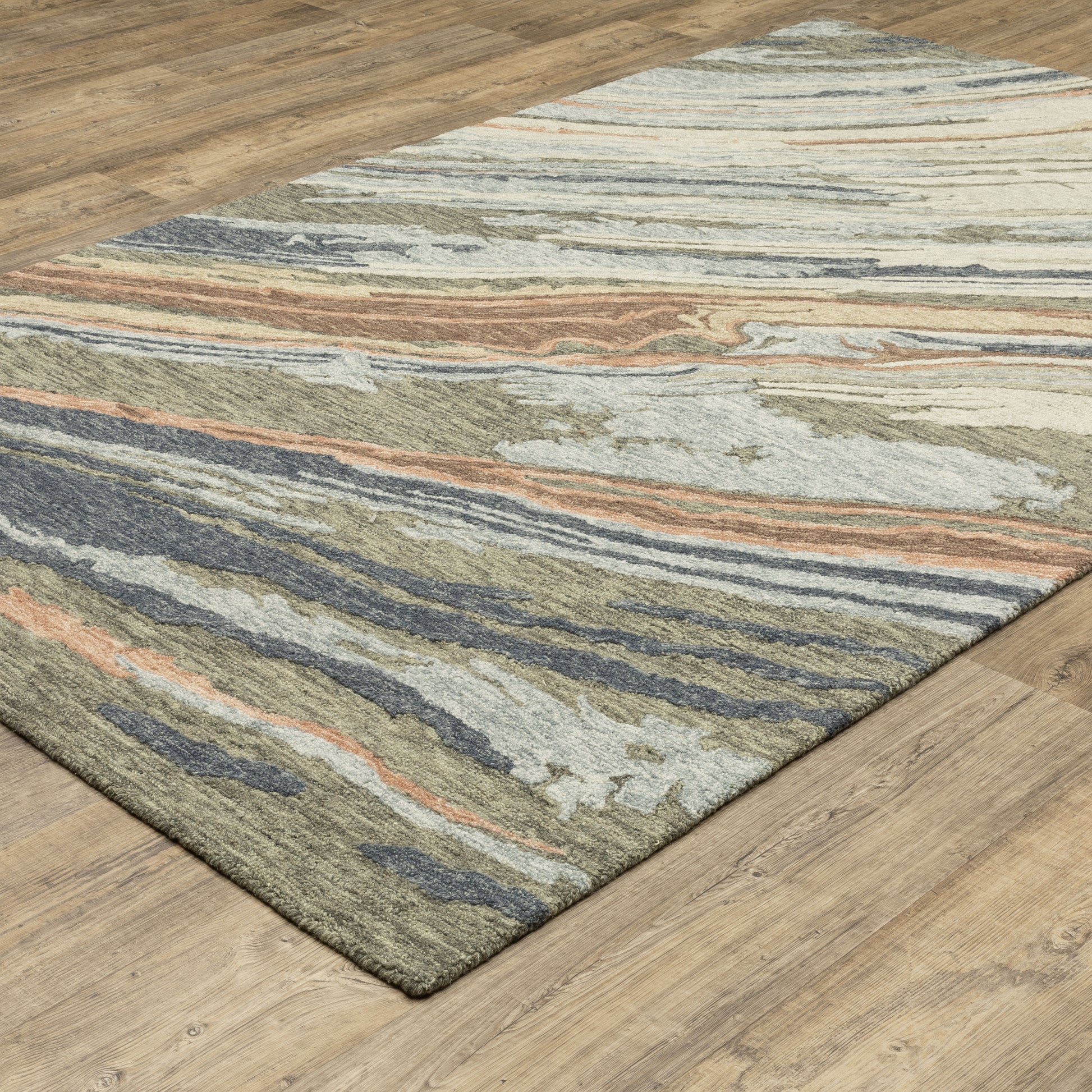 Kipton Abstract Grey/ Blue Mixed Pile Rug