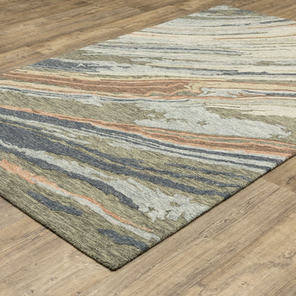 Kipton Abstract Grey/ Blue Mixed Pile Rug