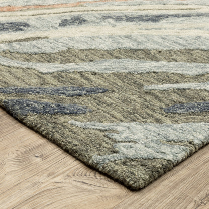 Kipton Abstract Grey/ Blue Mixed Pile Rug