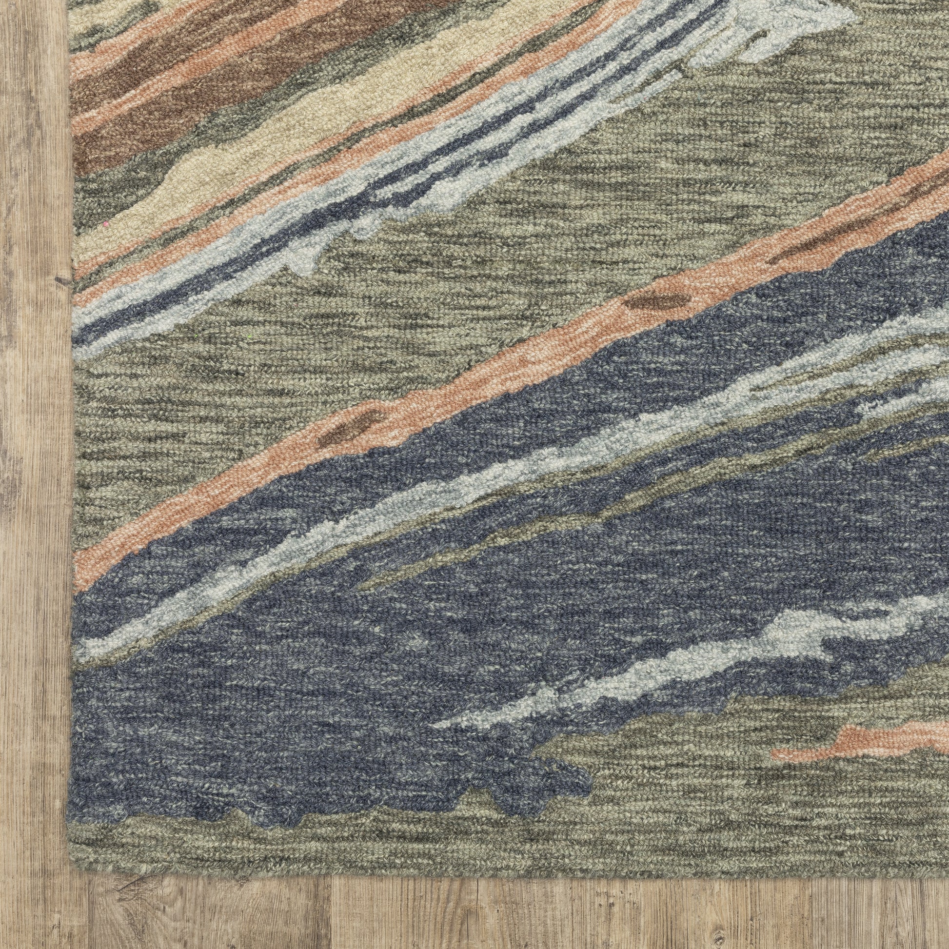 Kipton Abstract Grey/ Blue Mixed Pile Rug