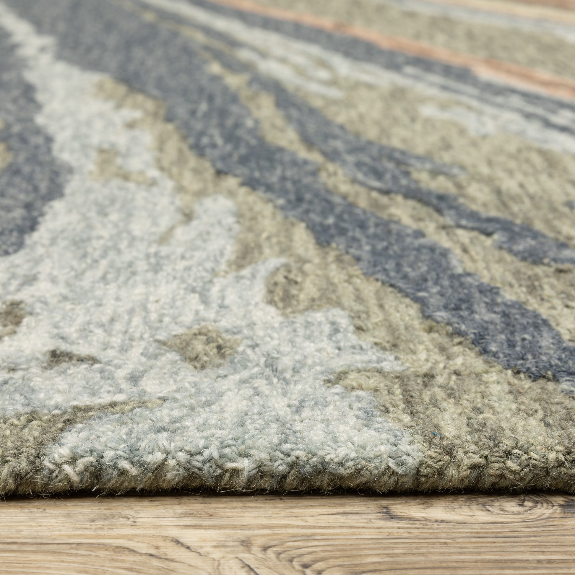 Kipton Abstract Grey/ Blue Mixed Pile Rug