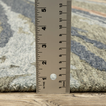Kipton Abstract Grey/ Blue Mixed Pile Rug