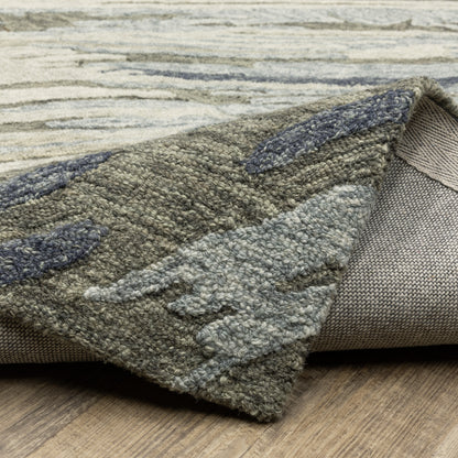 Kipton Abstract Grey/ Blue Mixed Pile Rug