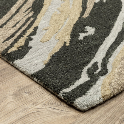 Kipton Abstract Grey/ Gold Mixed Pile Rug