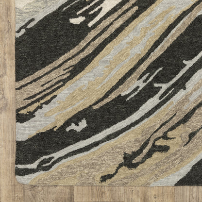 Kipton Abstract Grey/ Gold Mixed Pile Rug