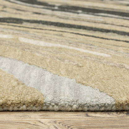Kipton Abstract Grey/ Gold Mixed Pile Rug
