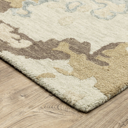 Kipton Abstract Beige/ Blue Mixed Pile Rug