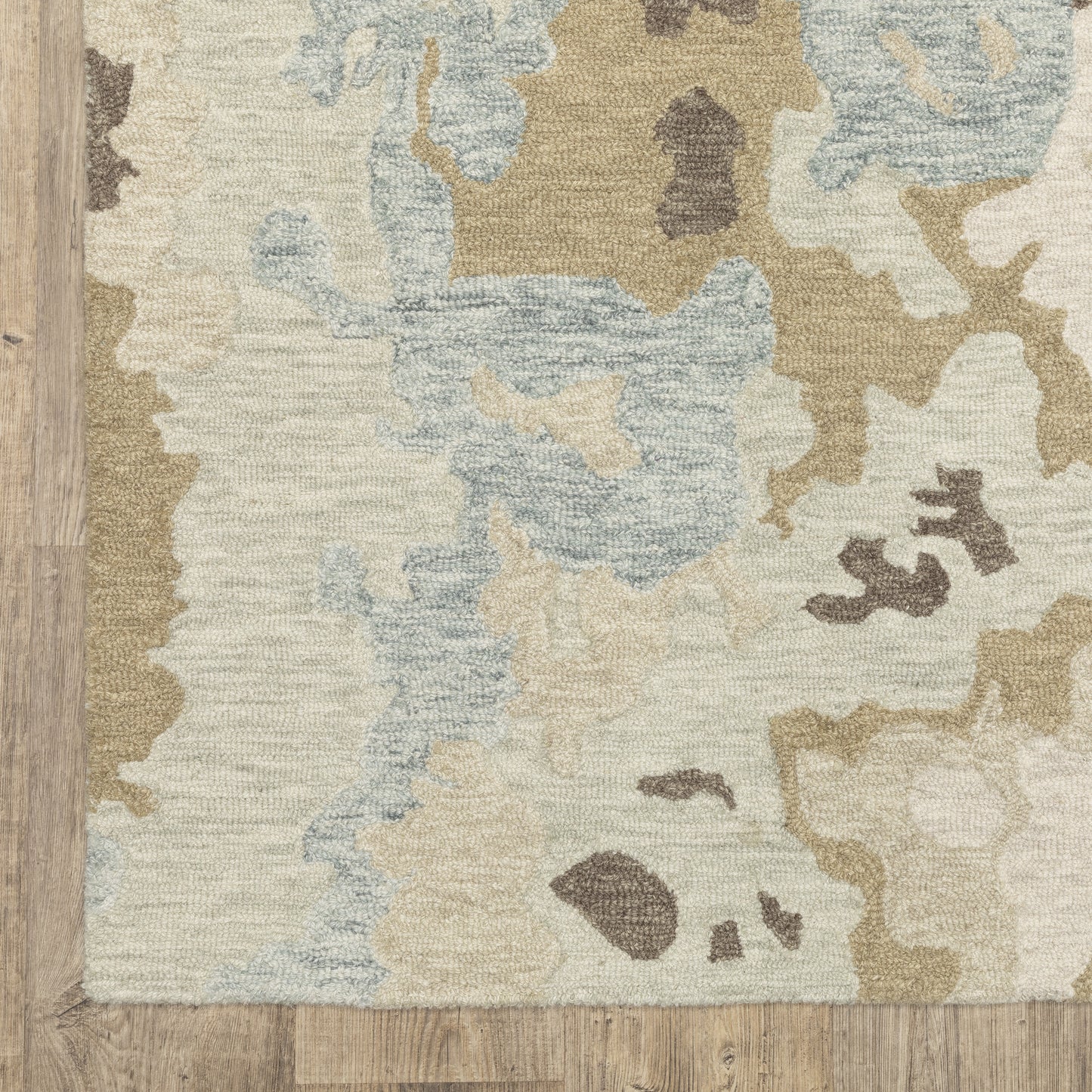 Kipton Abstract Beige/ Blue Mixed Pile Rug