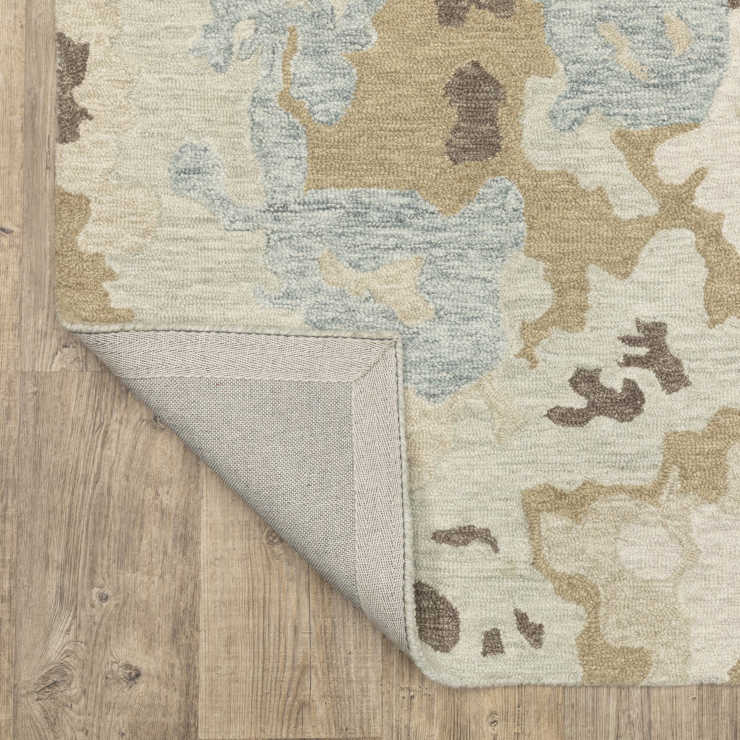 Kipton Abstract Beige/ Blue Mixed Pile Rug