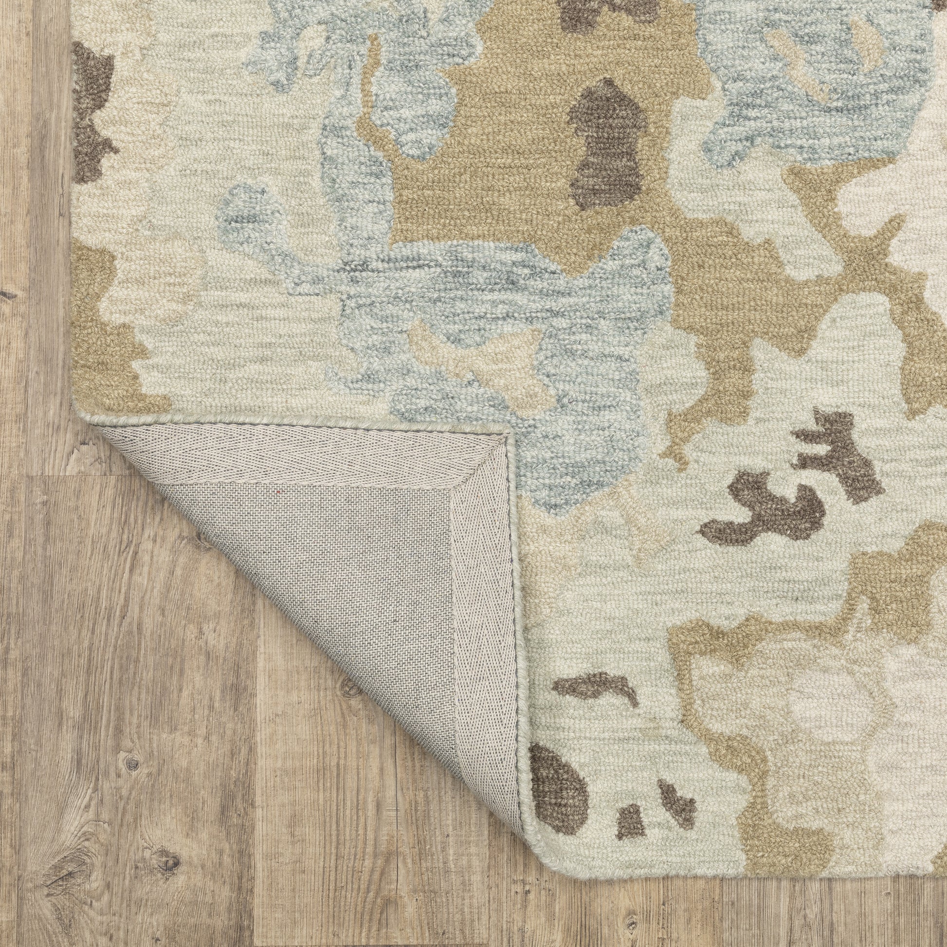 Kipton Abstract Beige/ Blue Mixed Pile Rug