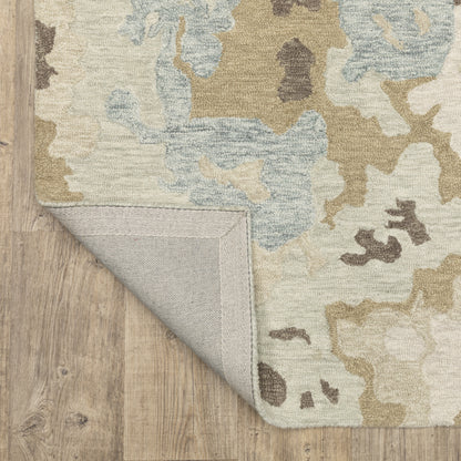 Kipton Abstract Beige/ Blue Mixed Pile Rug