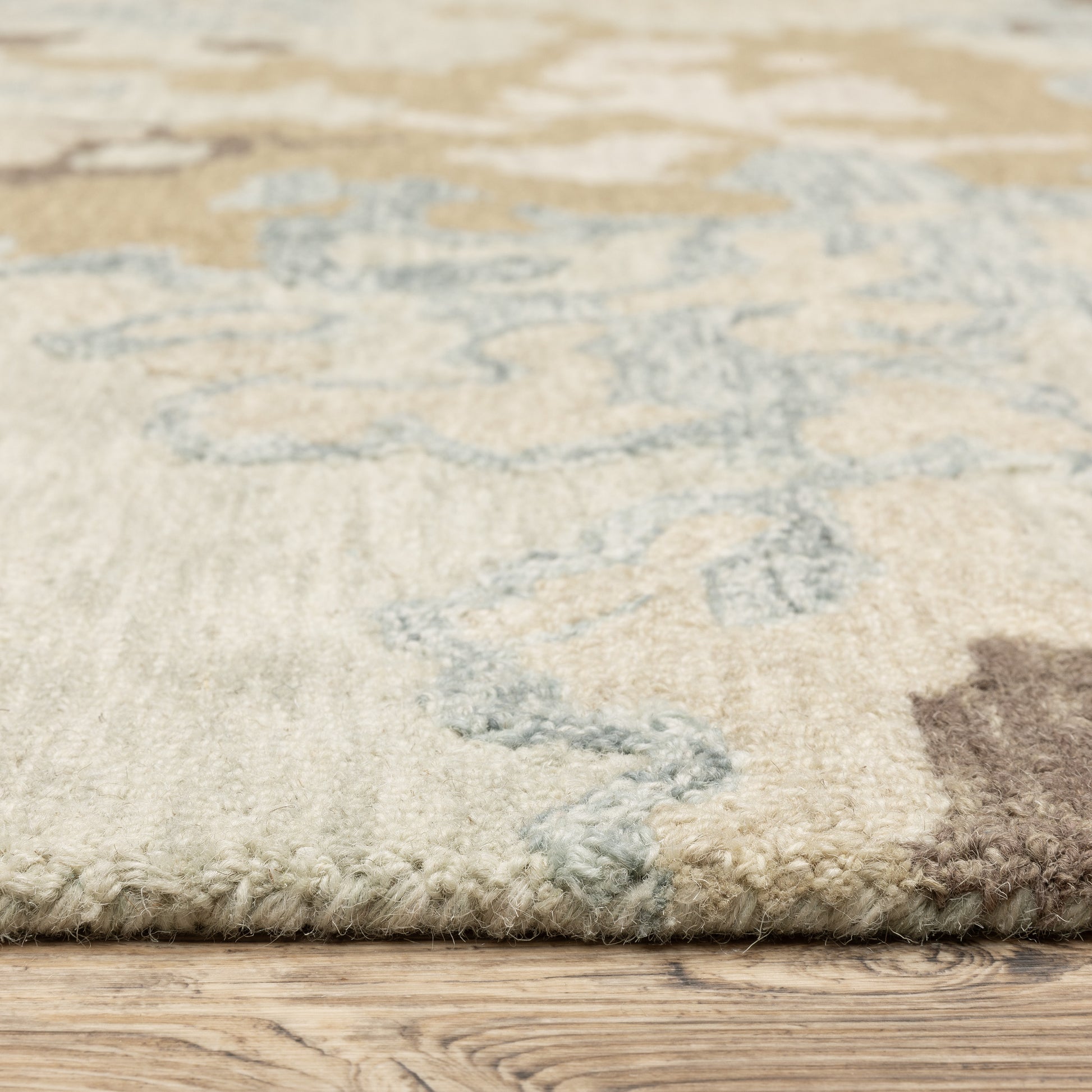 Kipton Abstract Beige/ Blue Mixed Pile Rug