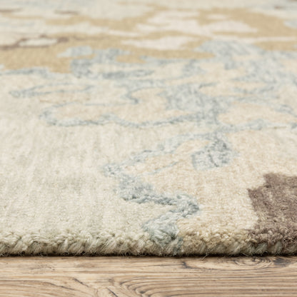 Kipton Abstract Beige/ Blue Mixed Pile Rug