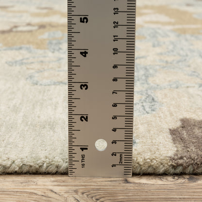 Kipton Abstract Beige/ Blue Mixed Pile Rug