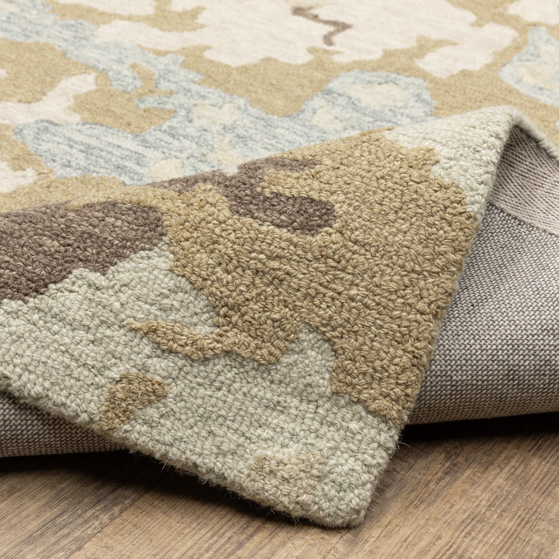 Kipton Abstract Beige/ Blue Mixed Pile Rug