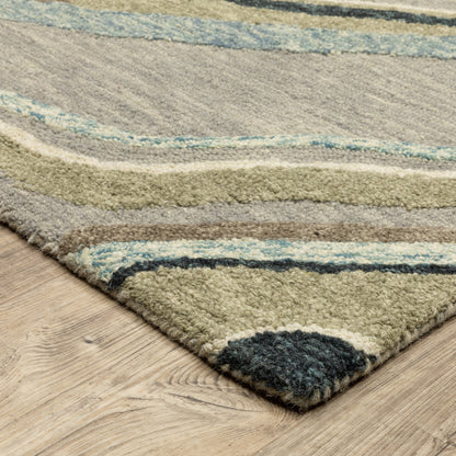 Kipton Abstract Grey/ Blue Mixed Pile Rug