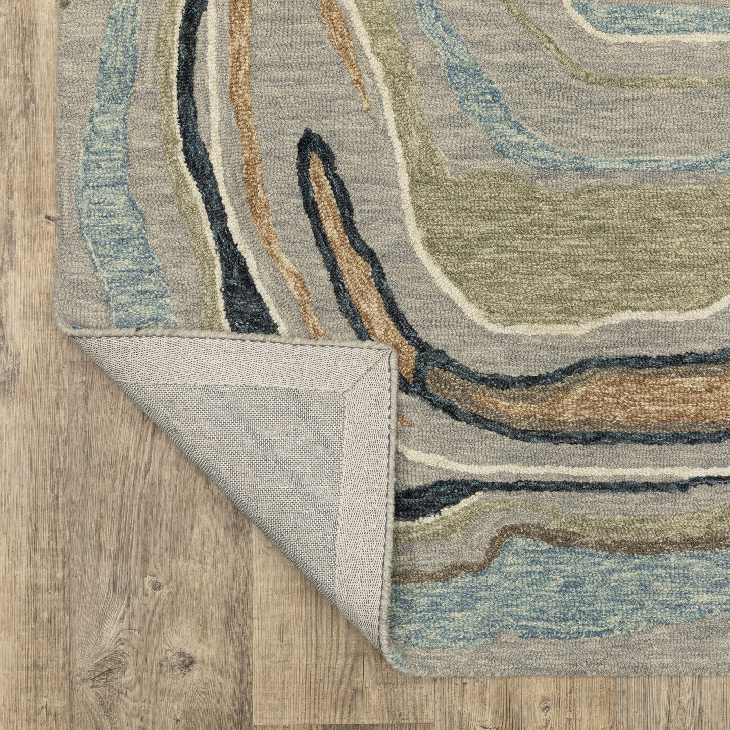 Kipton Abstract Grey/ Blue Mixed Pile Rug