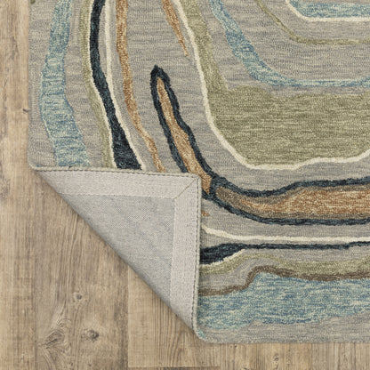 Kipton Abstract Grey/ Blue Mixed Pile Rug
