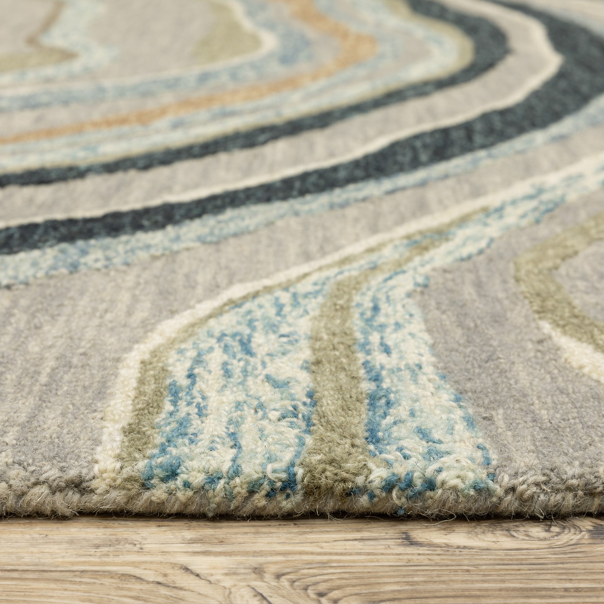 Kipton Abstract Grey/ Blue Mixed Pile Rug